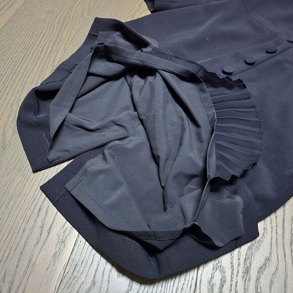 🆕️ Badgley Mischka Tailored Buttoned Long Sleeve Pleated Midi Dress in Black - Picture 11 of 16